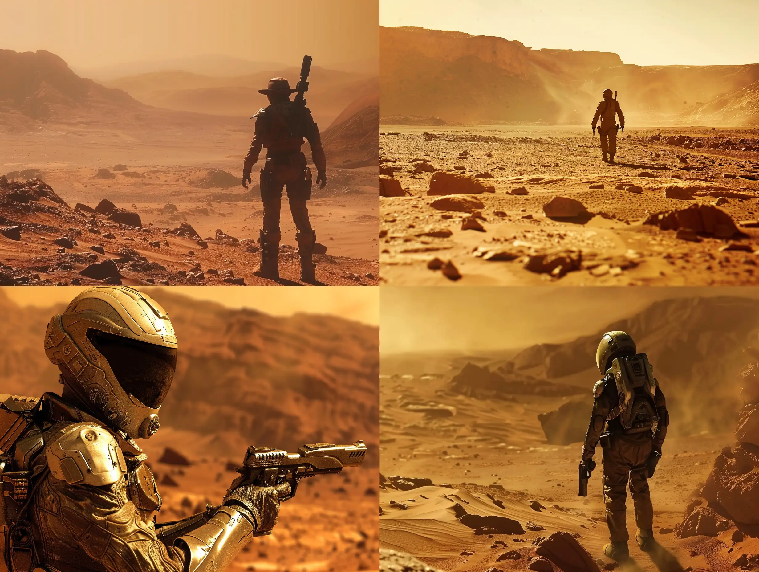 On Mars, a lone gunman, science fiction style