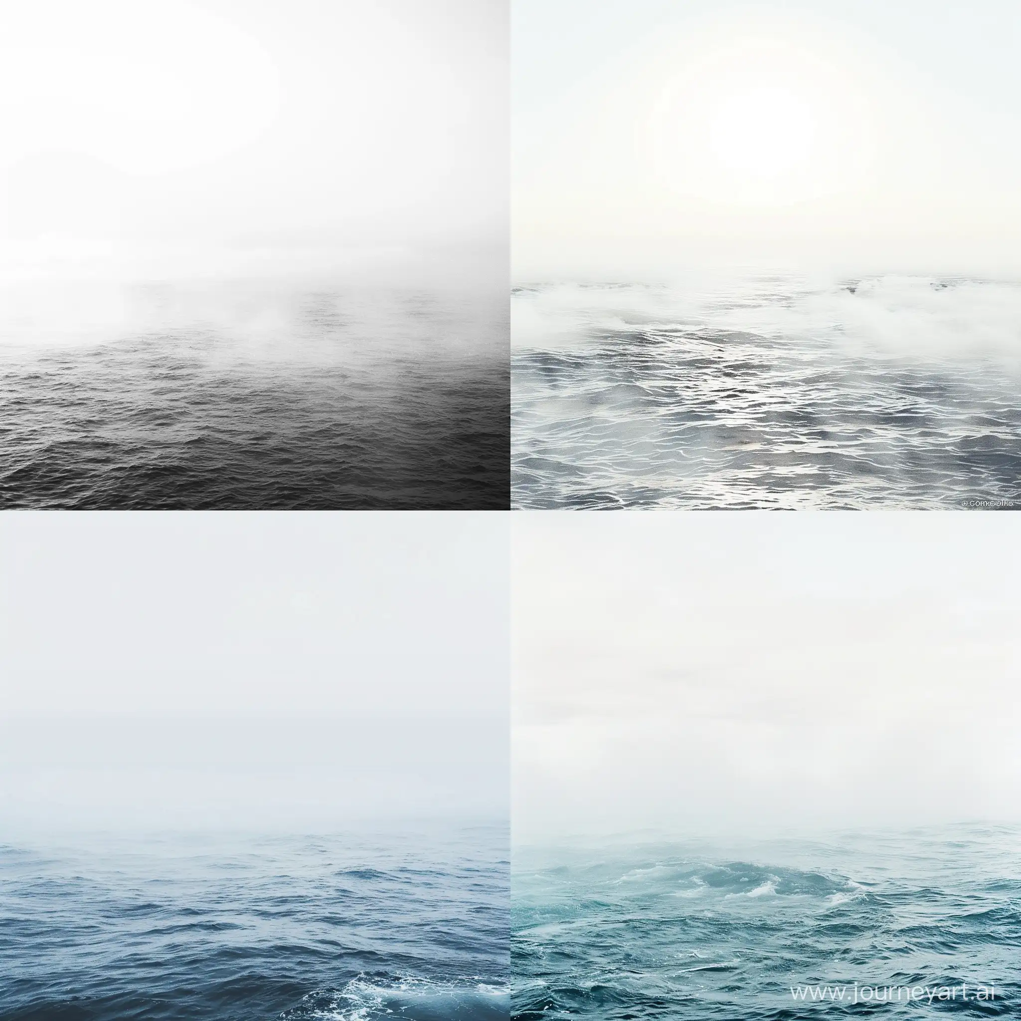 море, белое небо, дымка над водой