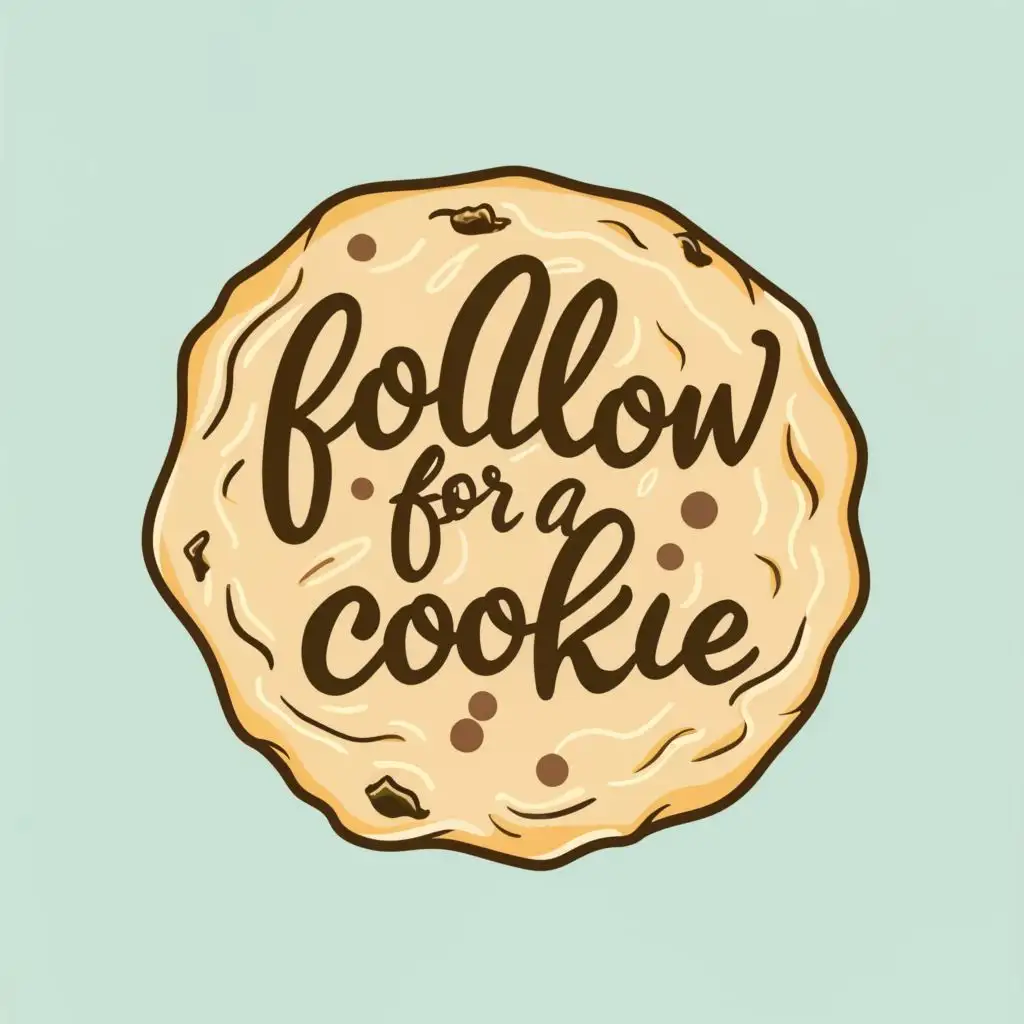 logo, cookie, with the text "follow for a cookie", typography