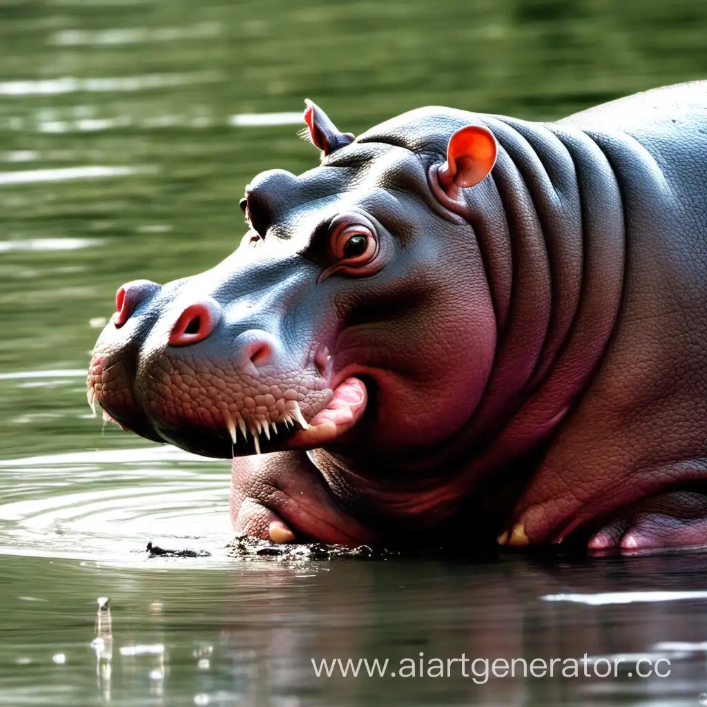 Graceful-Hippopotamus-Swimming-in-Serene-Waters