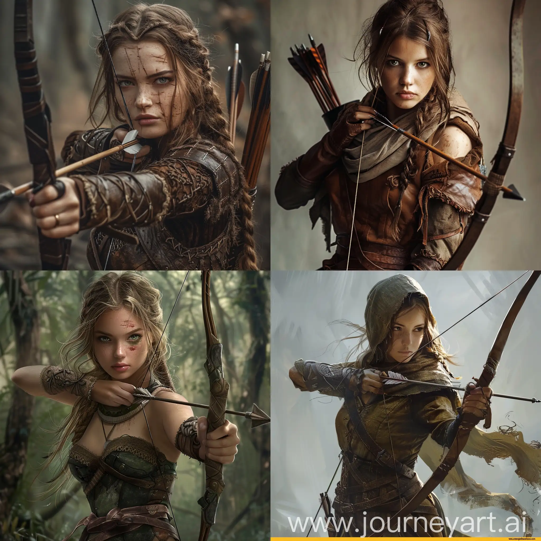 gökbörü warrior girl, realistic ,archer ,Medieval