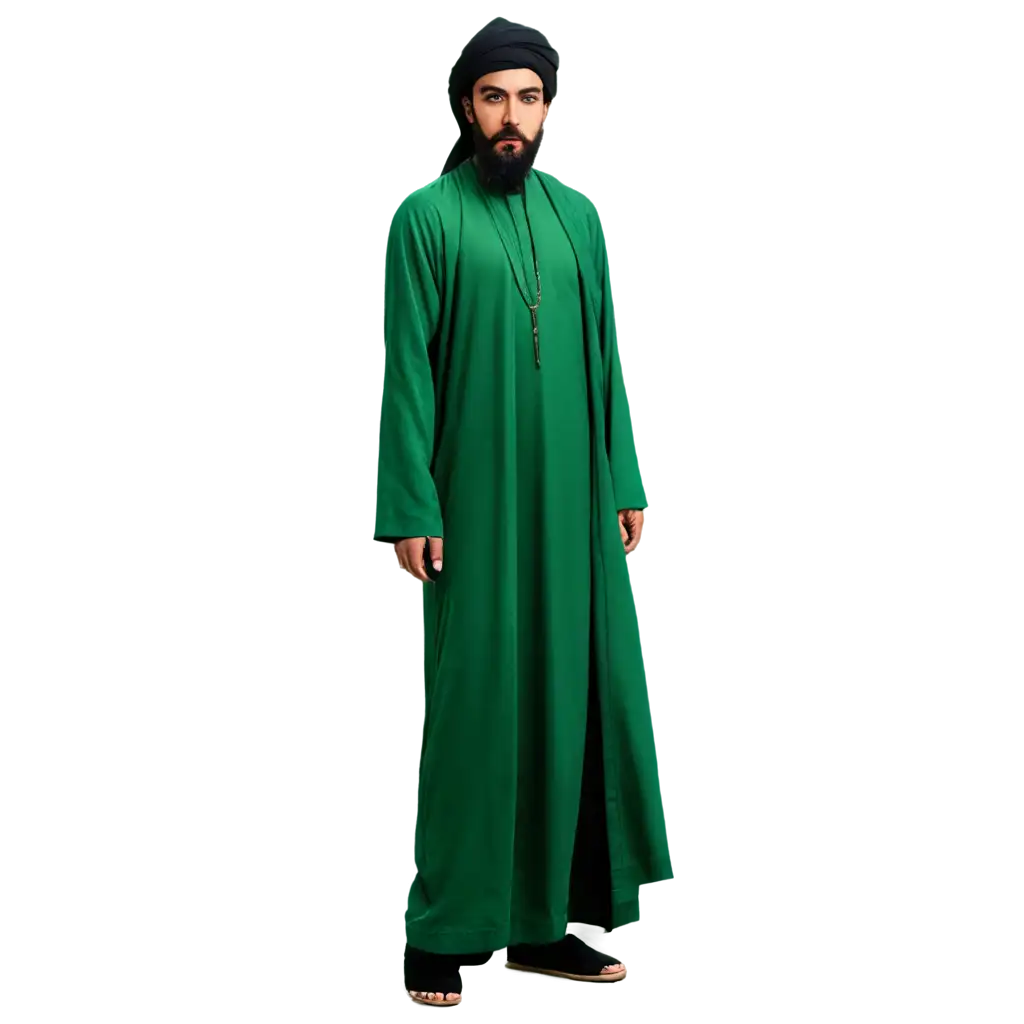 Imam-Ali-in-Green-Cloth-Full-Body-PNG-Revered-Islamic-Figure-in-Vibrant-Attire