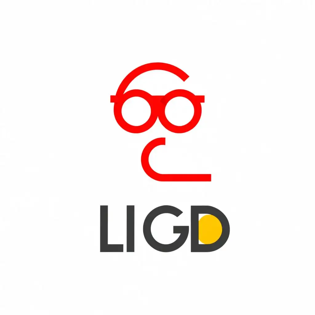 a logo design,with the text "L", main symbol:man with spectacle, L alphabet, in color red yellow and black,Minimalistic,be used in Restaurant industry,clear background