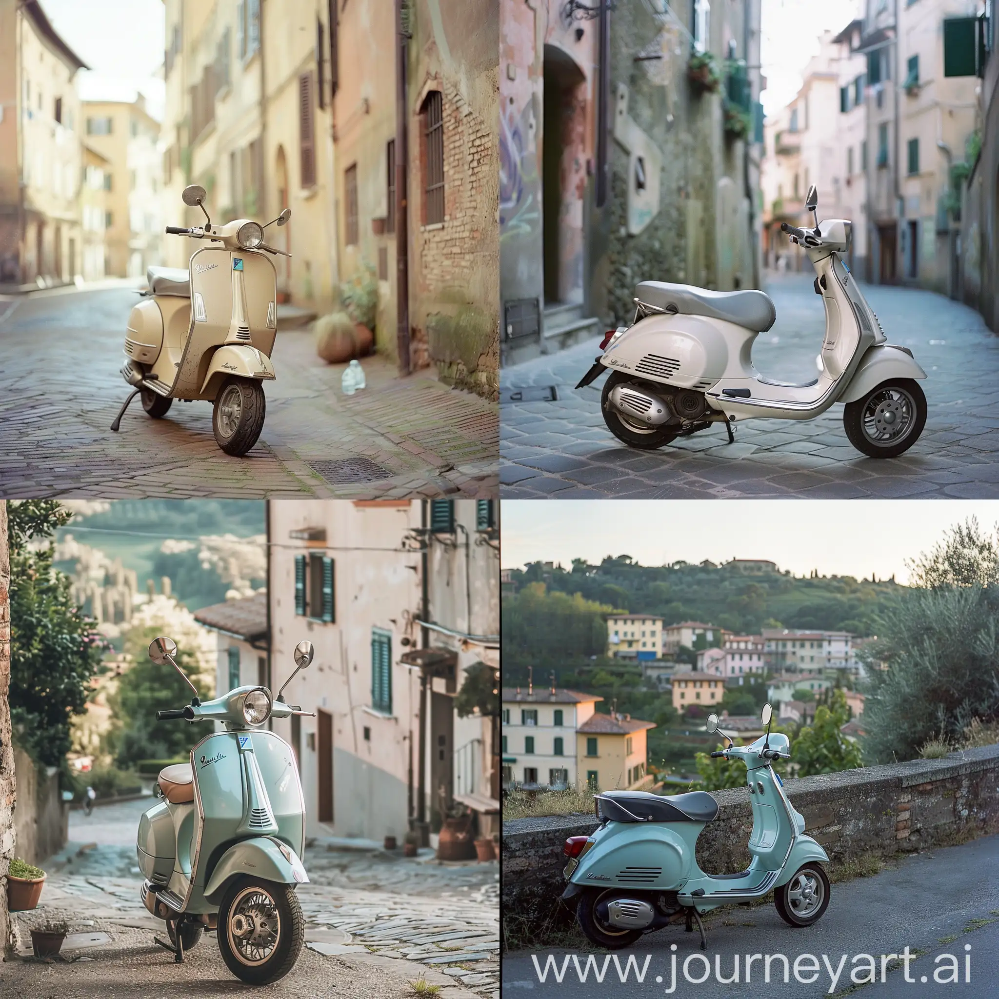 vespa, scooter, morning, town