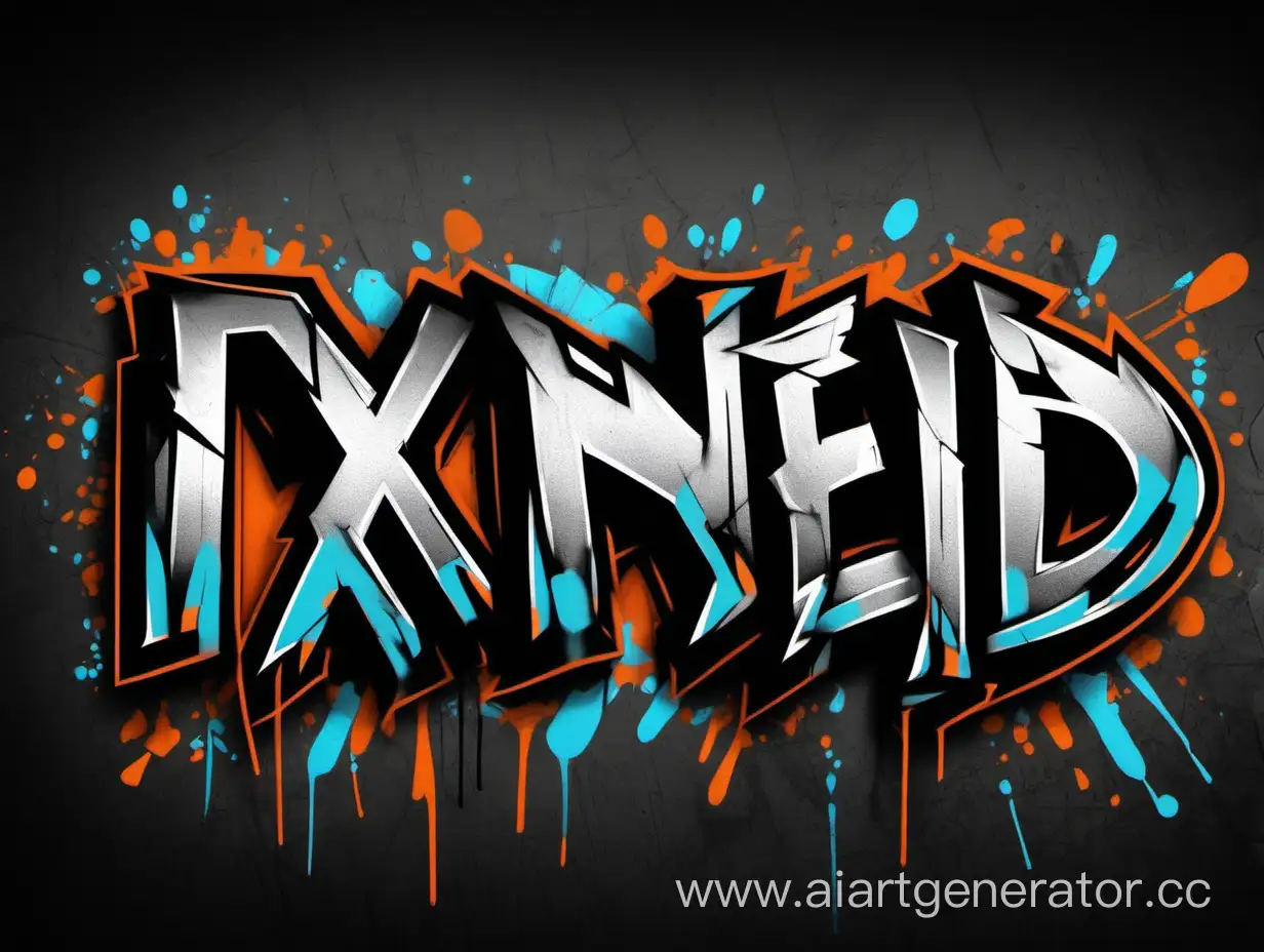 Слово ixneid в виде граффити на черном фоне