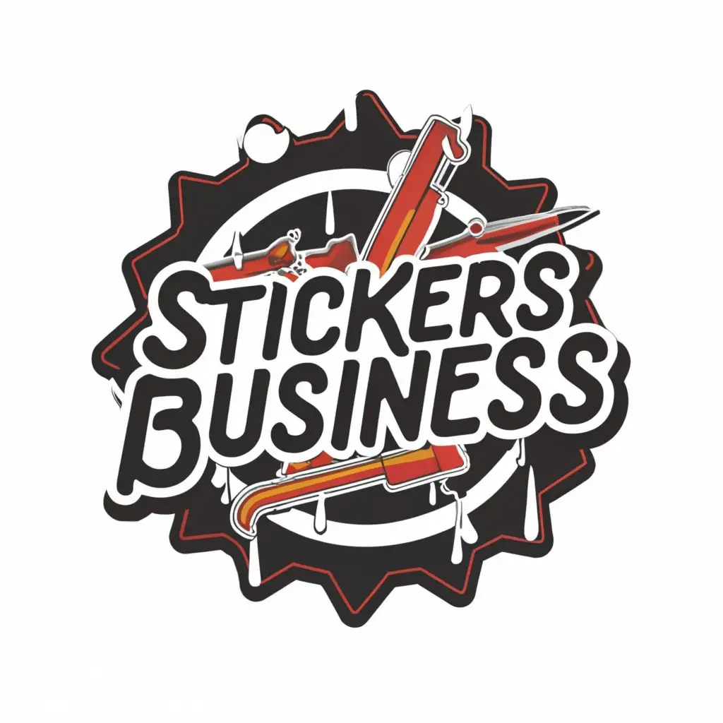 a logo design,with the text "STICKERS BUSINESS", main symbol:STICKERS MAKING BUSINESS,Moderate,be used in Entertainment industry,clear background
