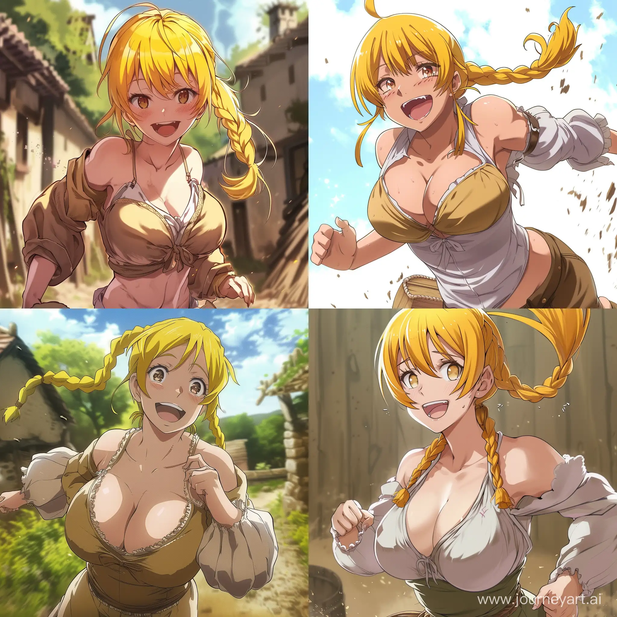 Joyful-36YearOld-Anime-Peasant-with-Braided-Yellow-Hair-in-Action