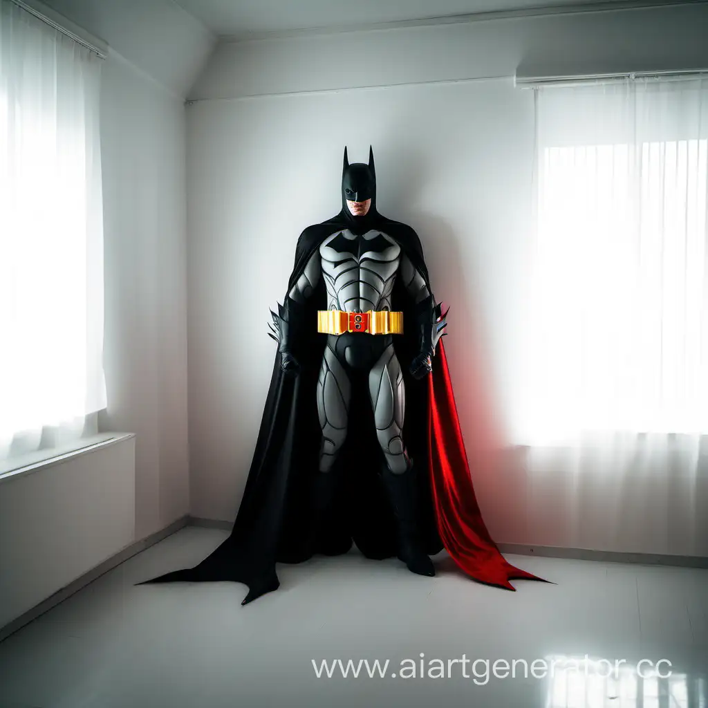 Batman in the white soft light room with a red evil Decoration