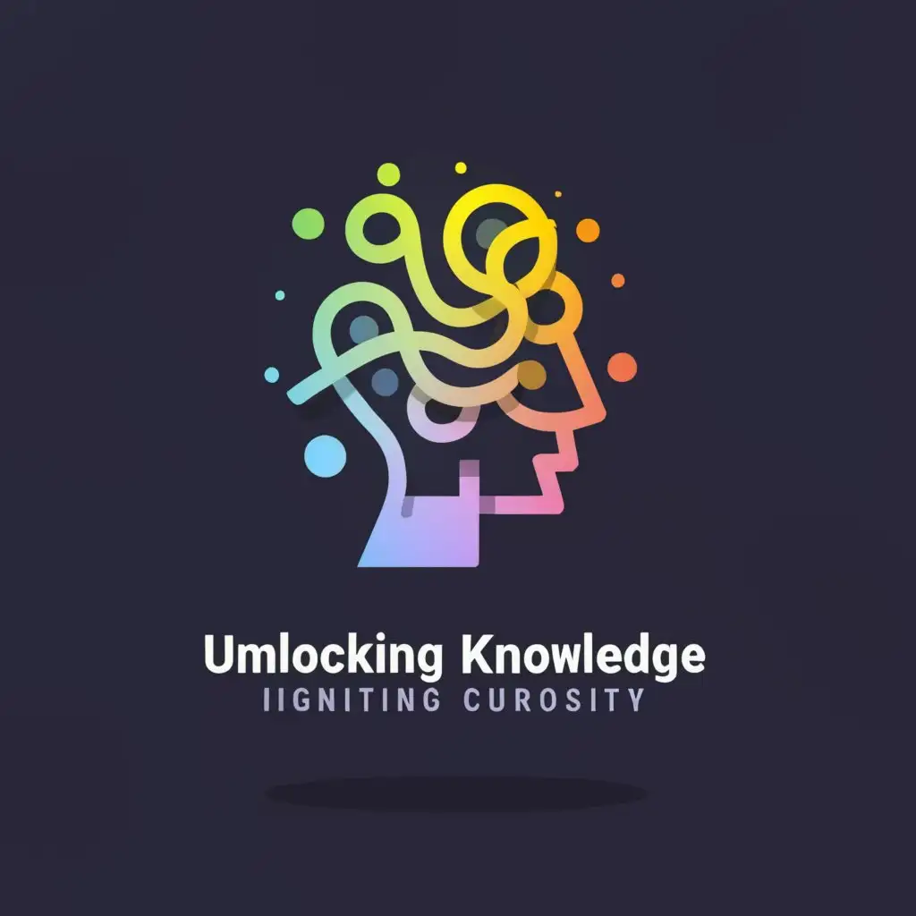 a logo design,with the text "Unlocking knowledge, Igniting curiousity", main symbol:Mind thinking with HA is written in it,Minimalistic,be used in Nonprofit industry,clear background