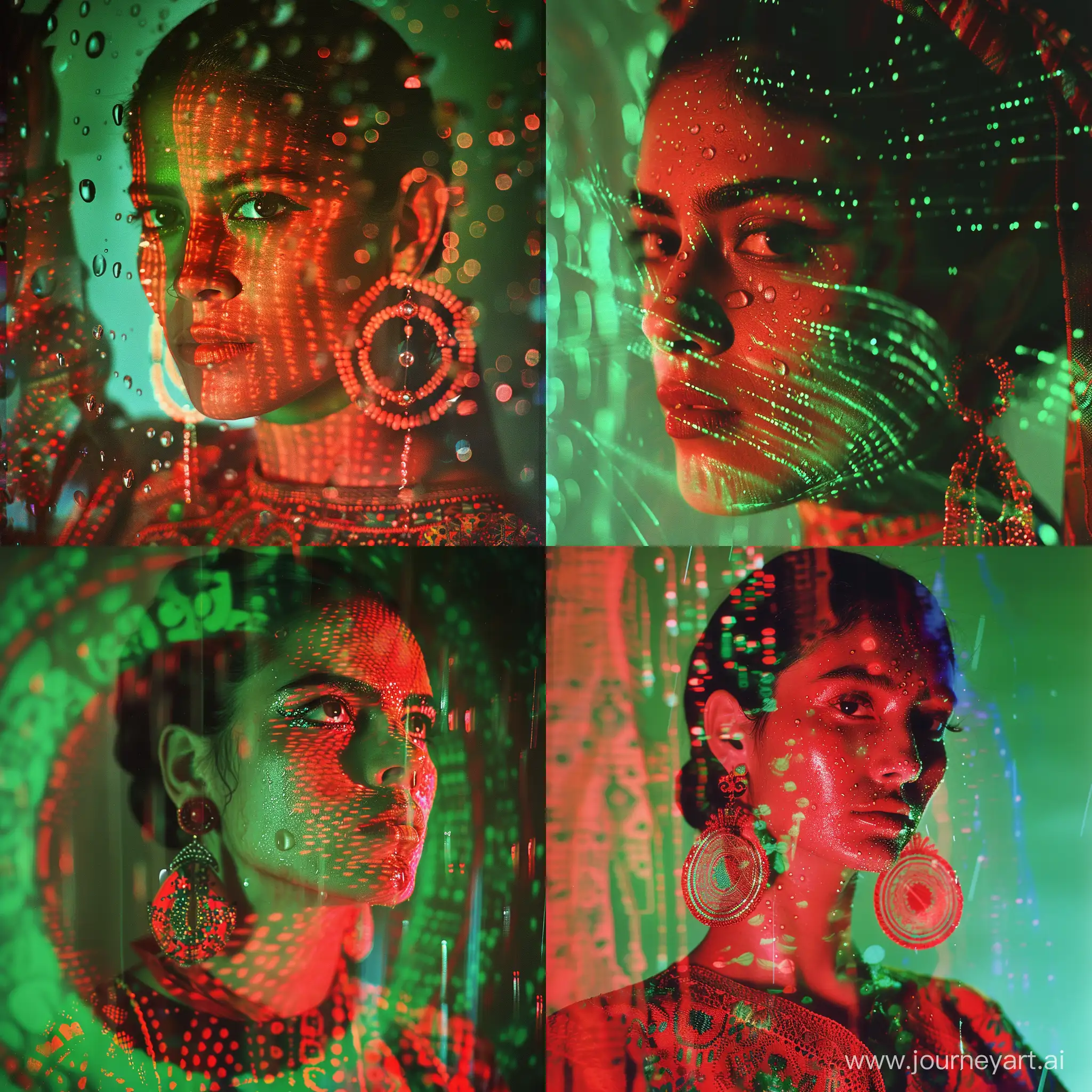 Frida-Kahlo-Inspired-Portrait-in-Traditional-Mexican-Attire-with-Neon-Accents