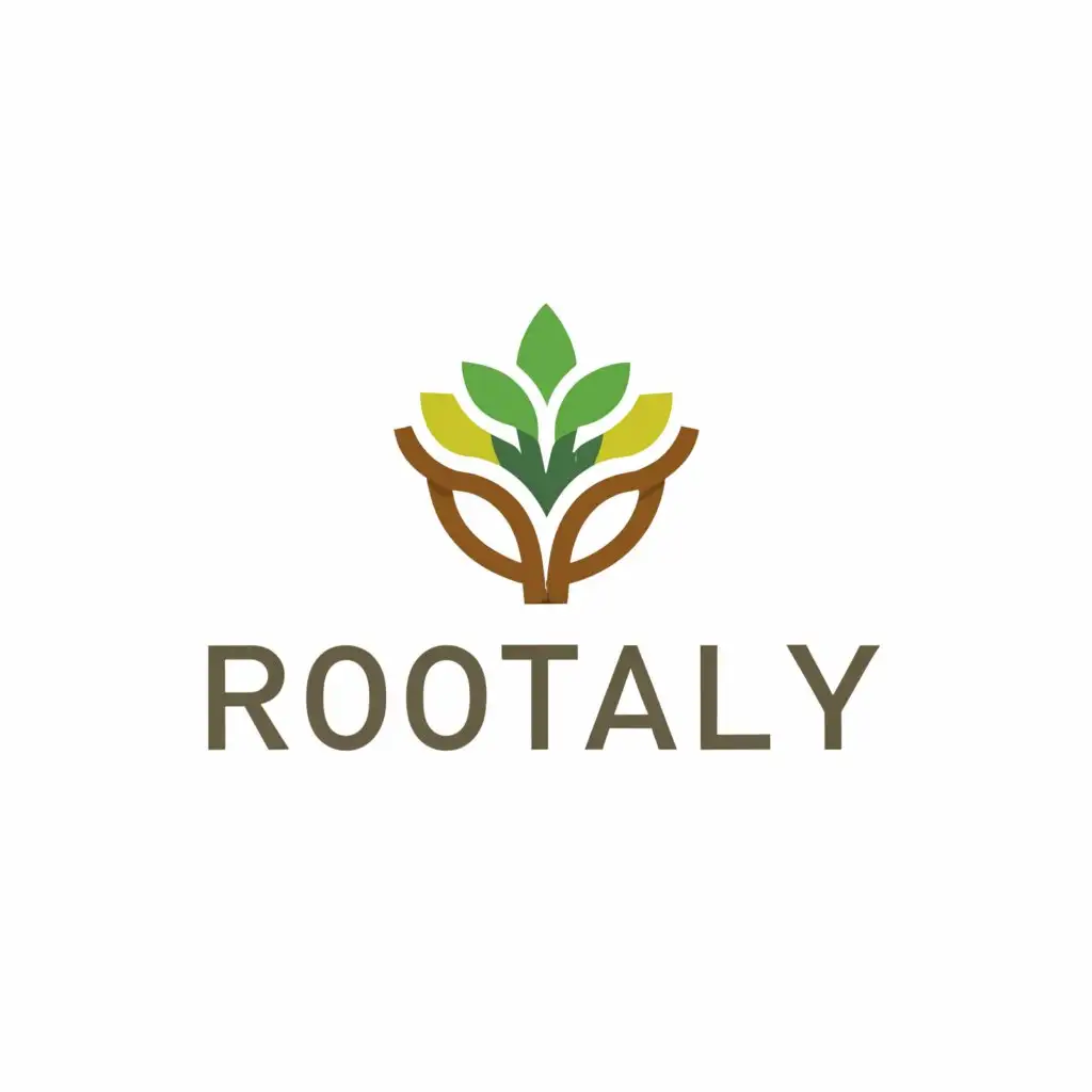 a logo design,with the text "ROOTALY", main symbol:Italy, italian roots, plants, sun, genuine, artisanal,Minimalistic,be used in Restaurant industry,clear background