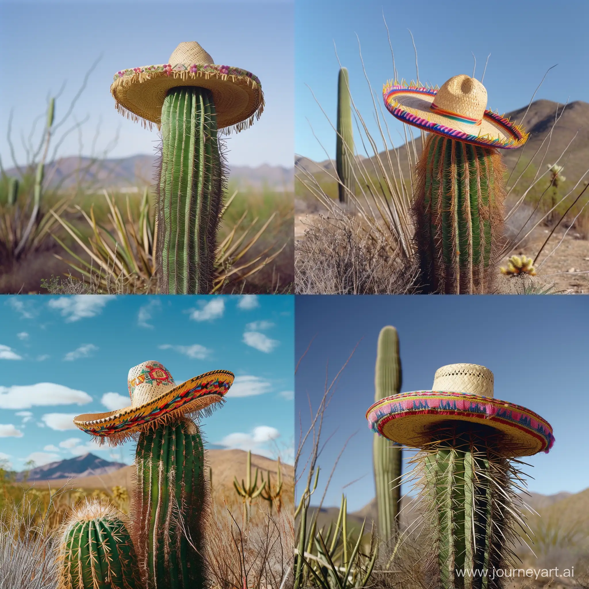 Vibrant-Mexican-Sombrero-Adorning-a-Desert-Cactus