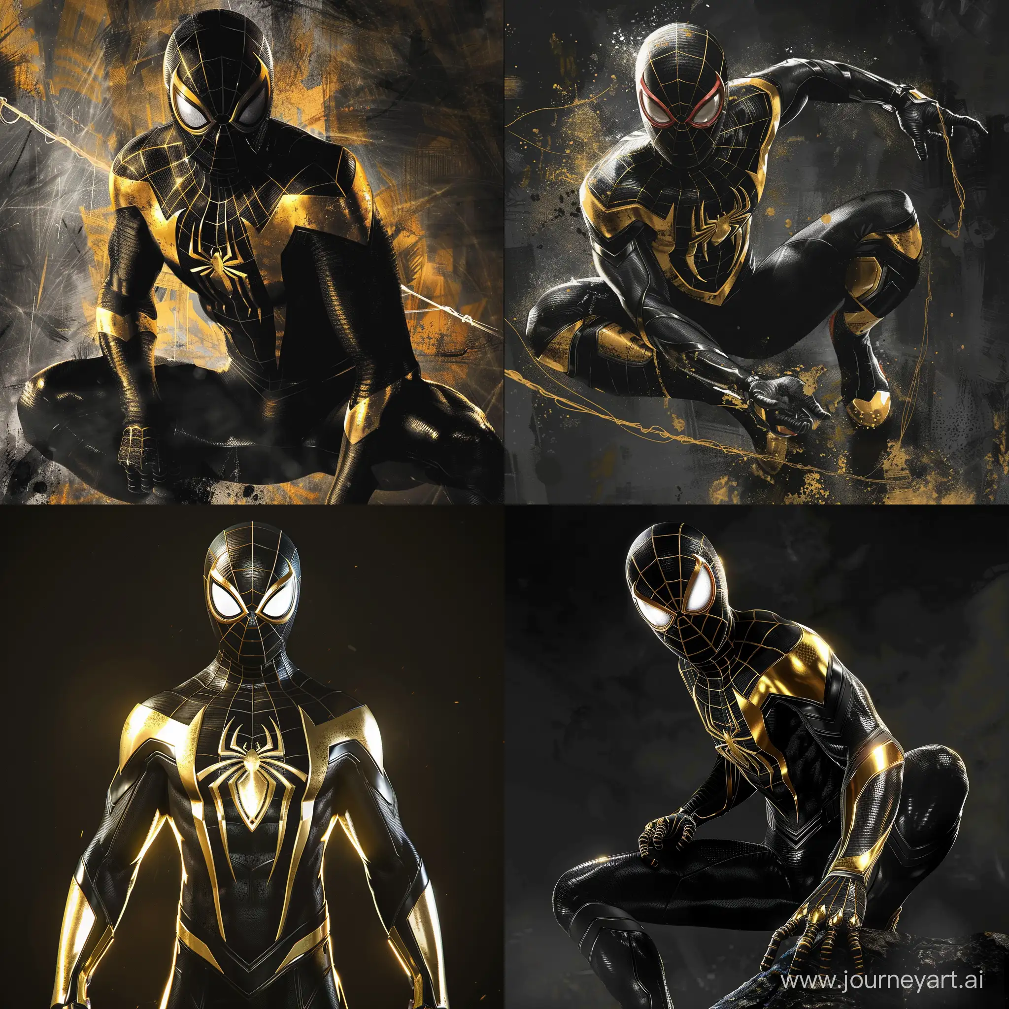 SpiderMan-Swinging-in-Majestic-Black-and-Gold-Costume