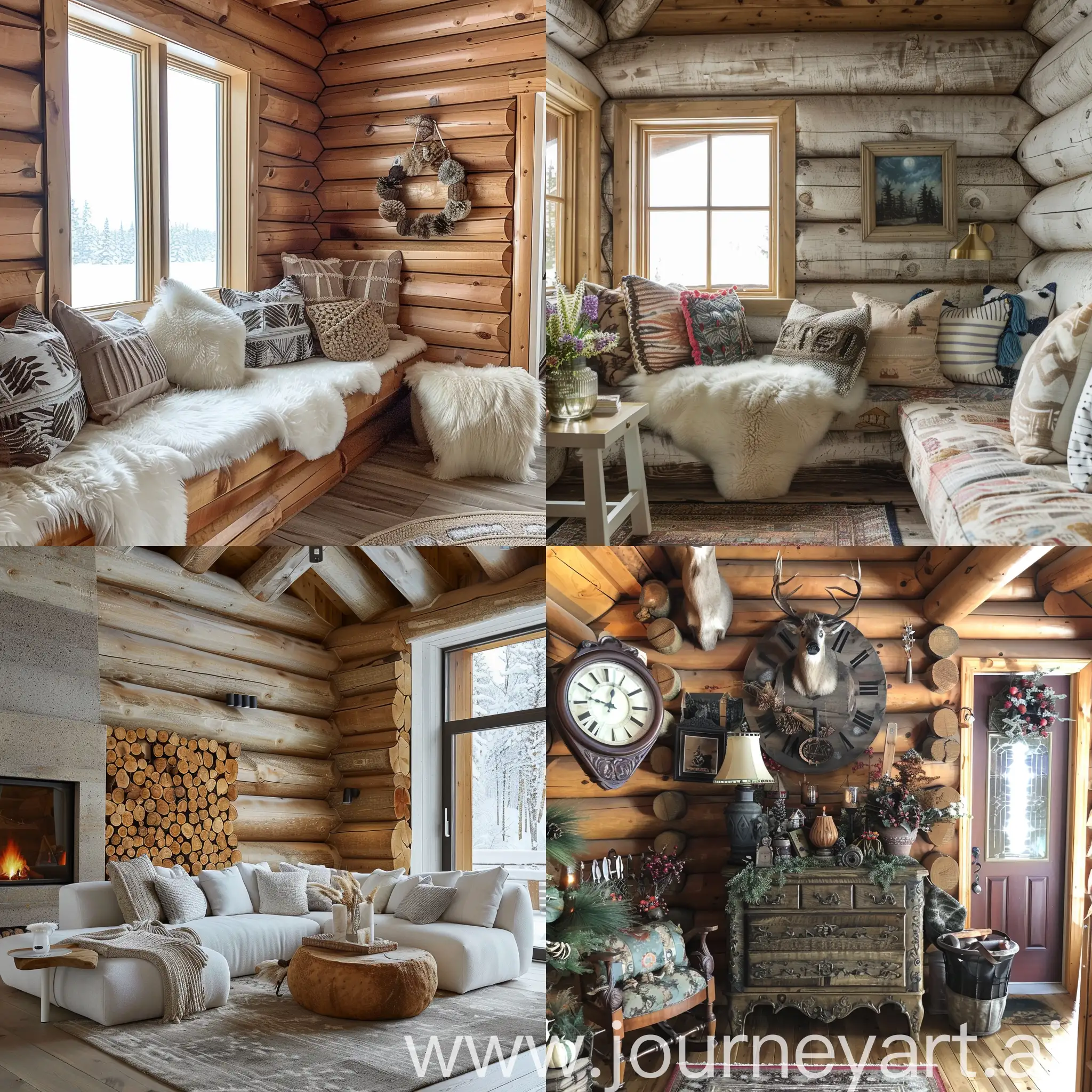 Rustic-Log-Cabin-Wall-Decor-Charming-Interior-Design-with-Vintage-Appeal