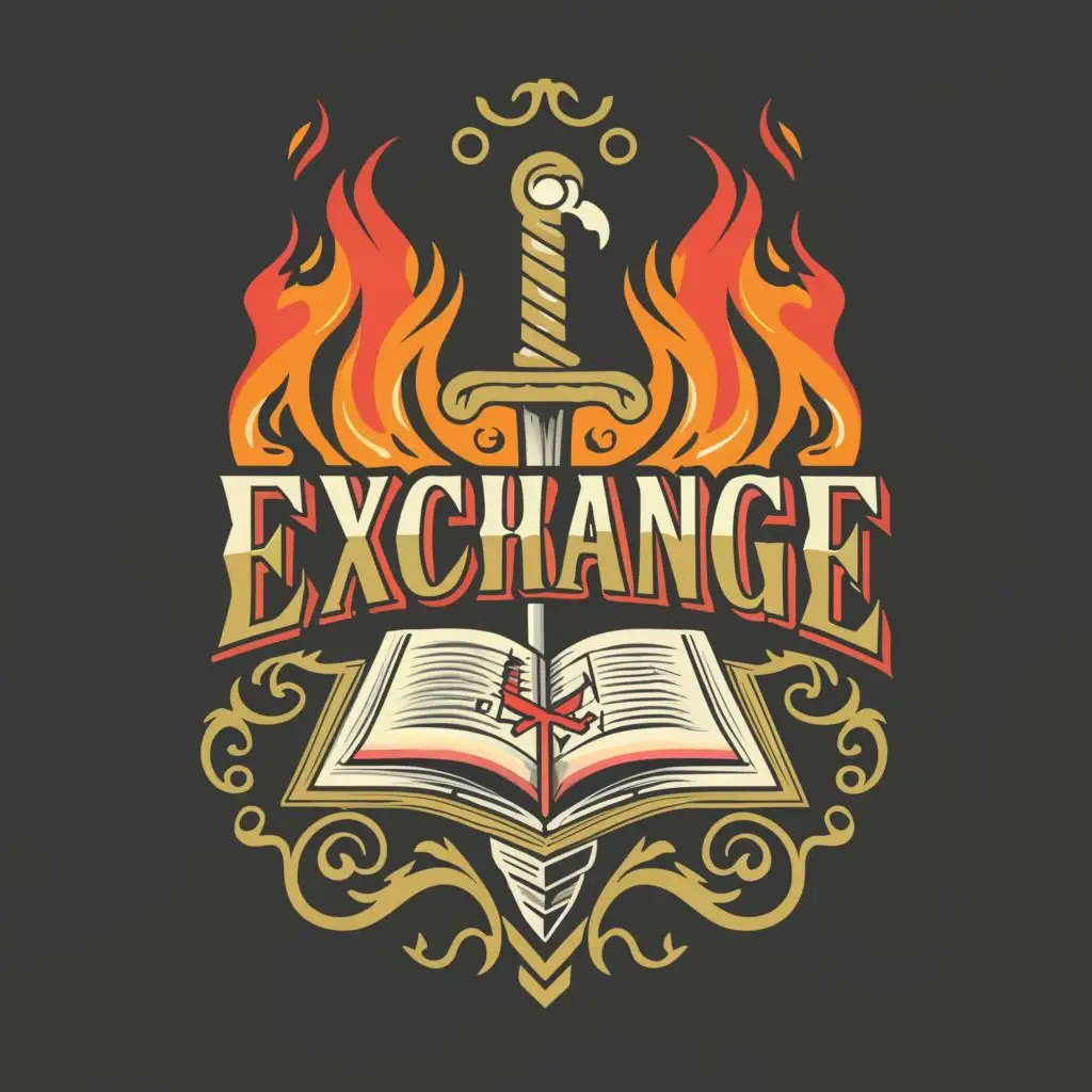 LOGO-Design-For-Exchange-TOP-Dynamic-Sword-and-World-Map-Fusion-with-Fiery-Typography