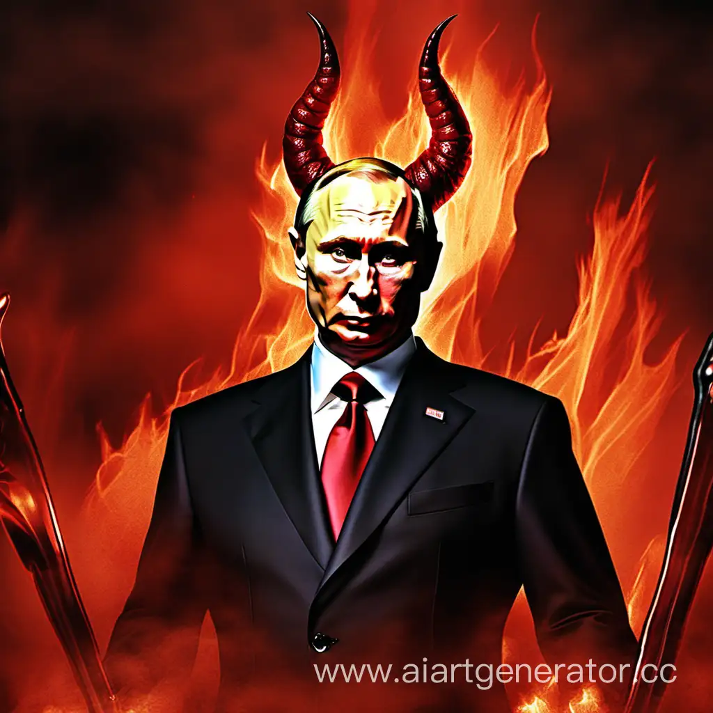 Vladimir-Putin-Portrayed-as-a-Mysterious-Devil-Figure