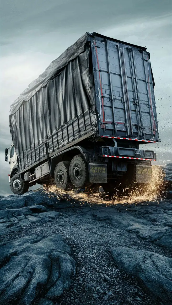 Low Ground Clearance Heavy Truck in a Desert Landscape