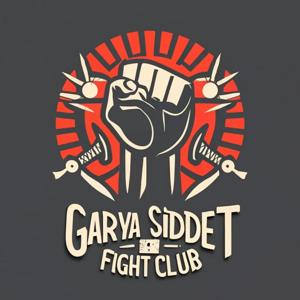 logo, Fist, Swords, Shield, FightClub, with the text "Gariya Siddet FightClub", typography
