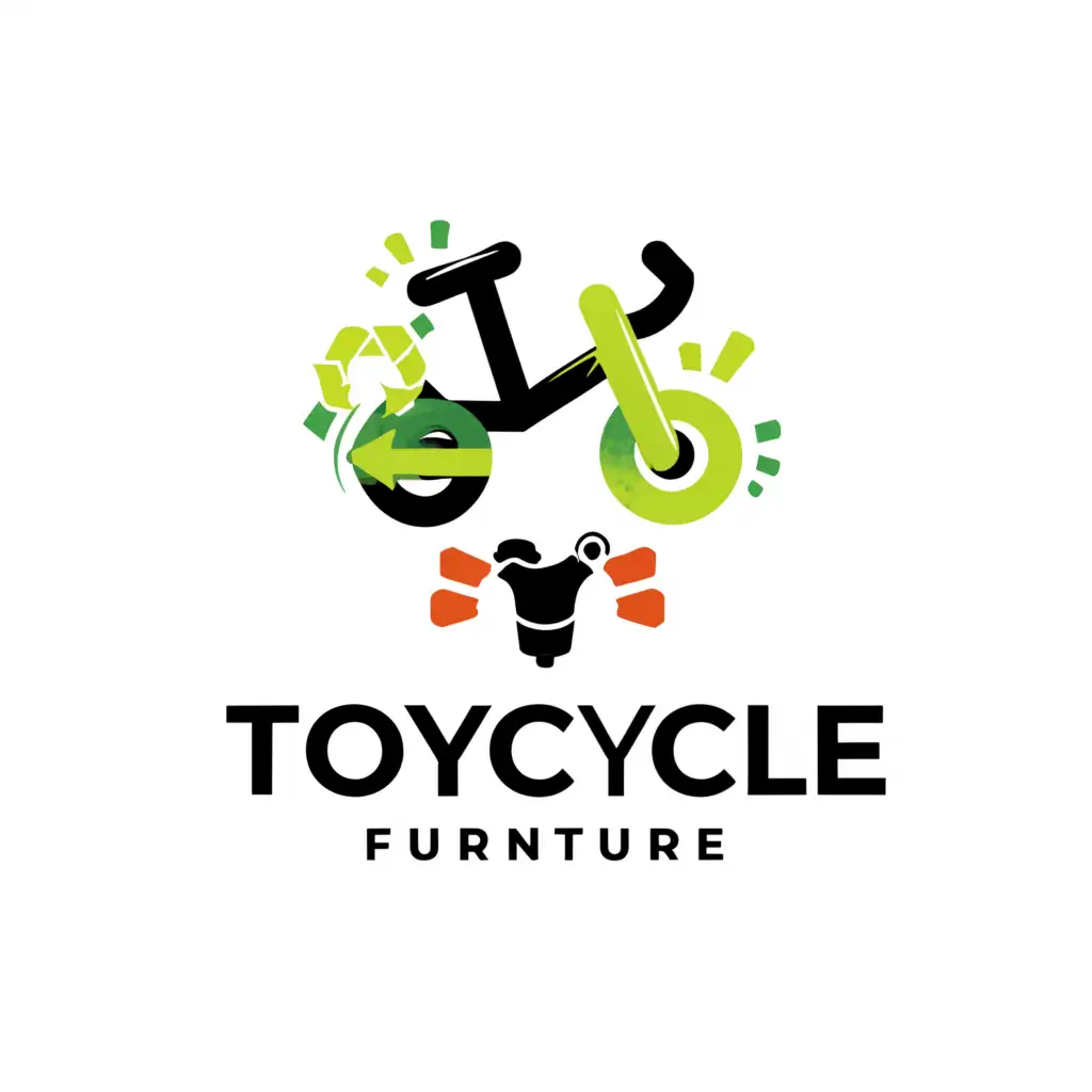 a logo design,with the text "toycycle furniture", main symbol:toys and recycling ,Moderate,be used in Technology industry,clear background