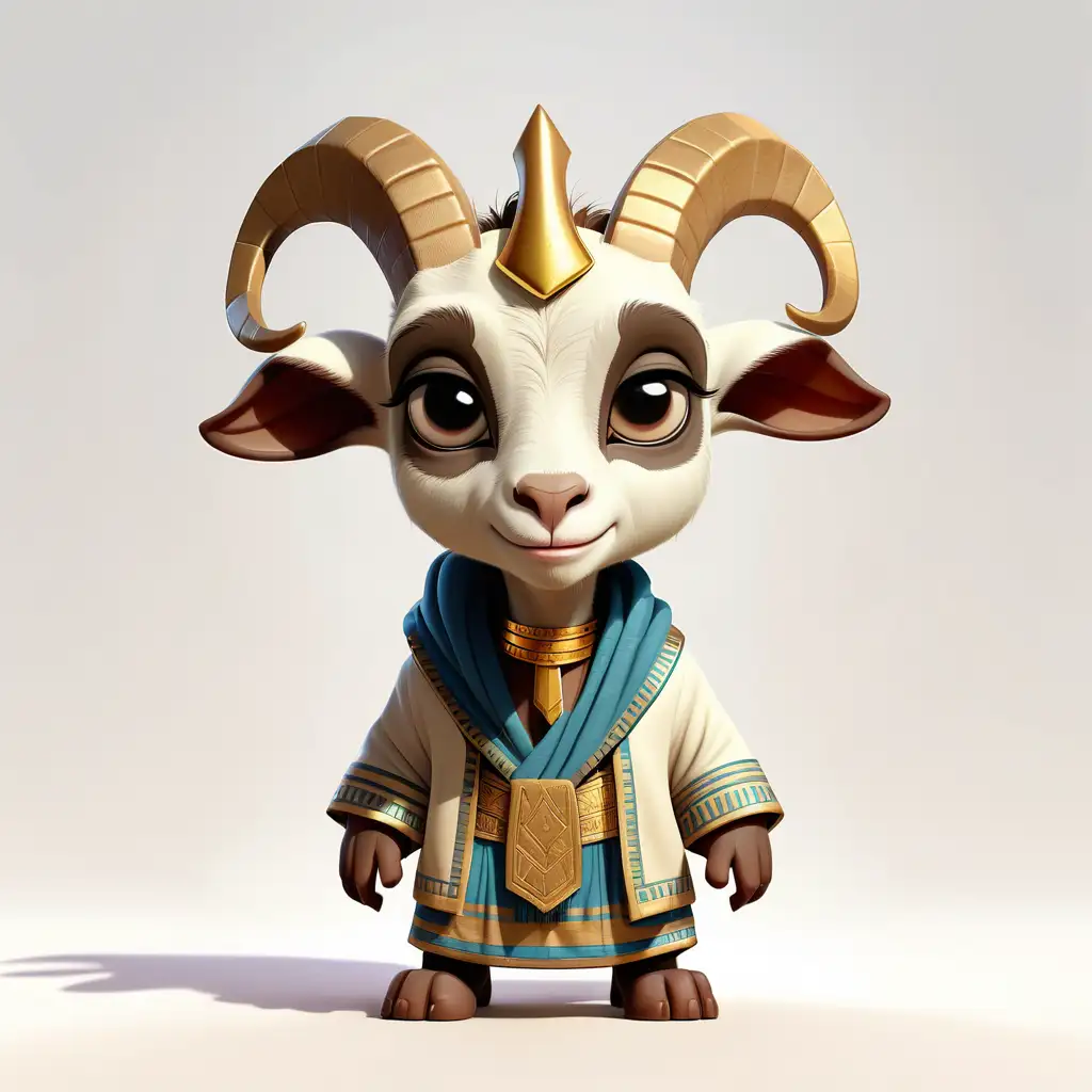 Adorable Cartoon Goat in Pharaohs Attire