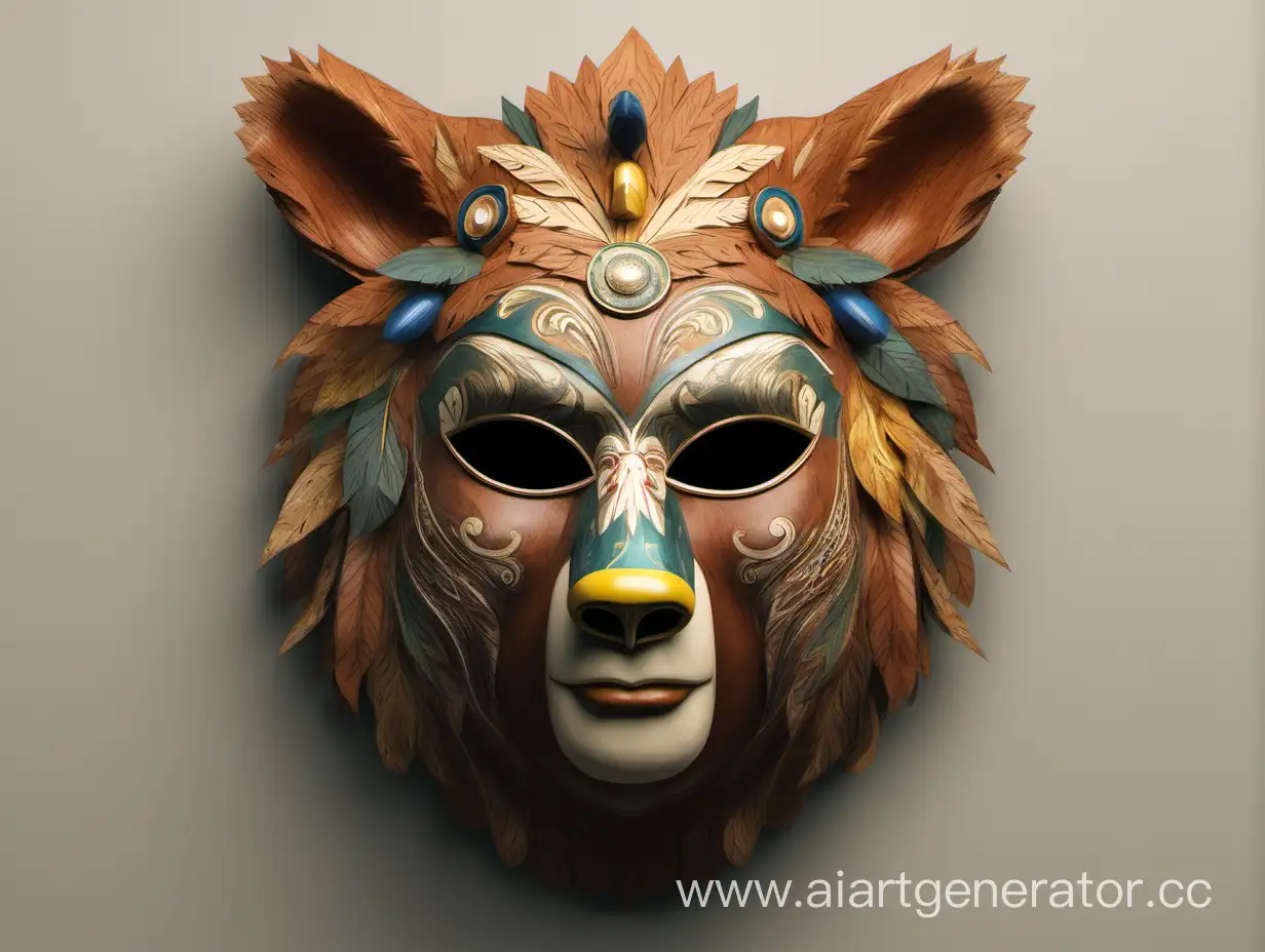Colorful-Carnival-Mask-with-Spruce-Bear