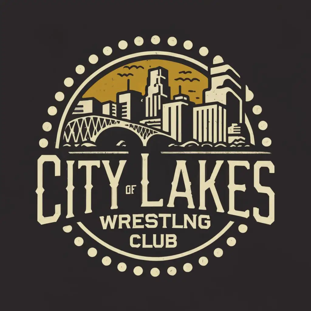 a logo design,with the text "City of Lakes Wrestling Club", main symbol:Minneapolis Skyline,Moderate,be used in Sports Fitness industry,clear background