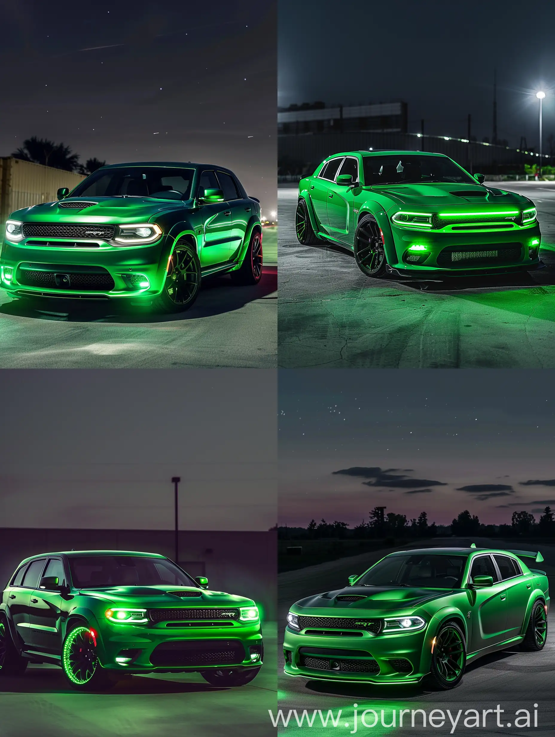 Pinterest Instagram foto van trackhawk srt in groen met groene koplampen en zwarte velgen livery auto kleur in nacht wallpaper Instagram style 