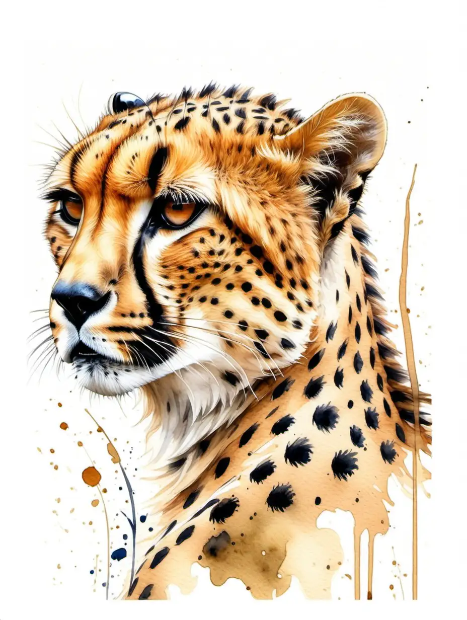 Graceful Cheetah Watercolor Painting Stunning Wild Cat Artwork