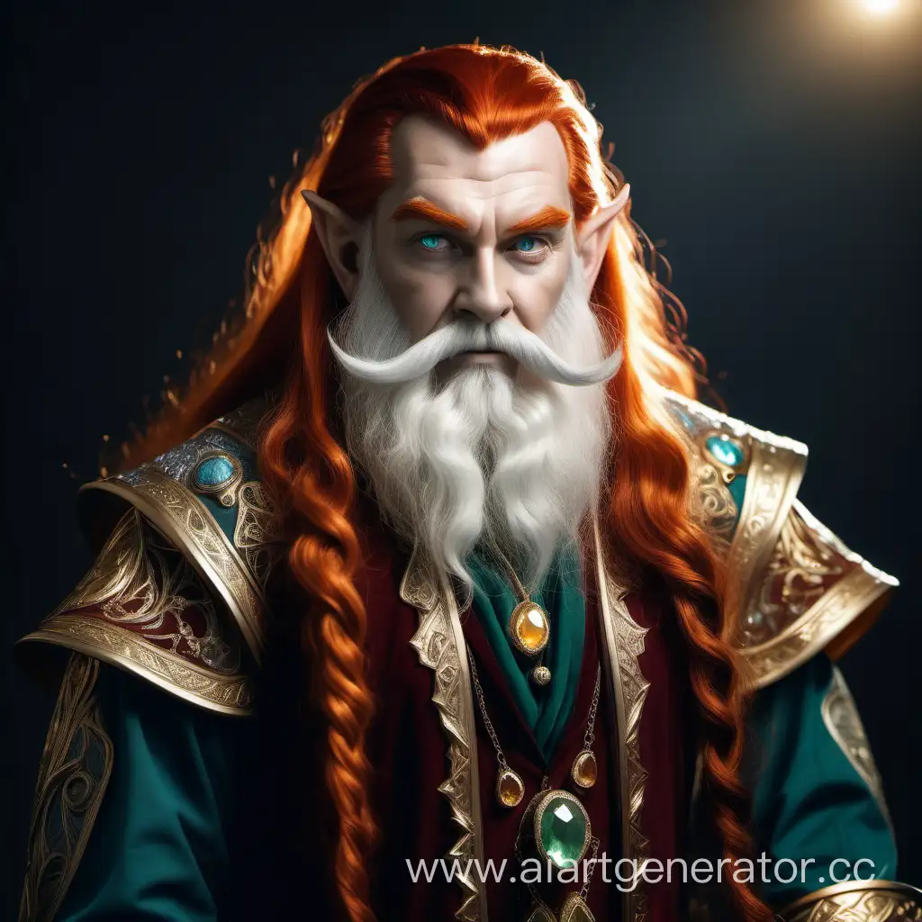 Dwarf-Man-in-ElvenInspired-Finery-with-Long-White-Beard-and-Red-Hair