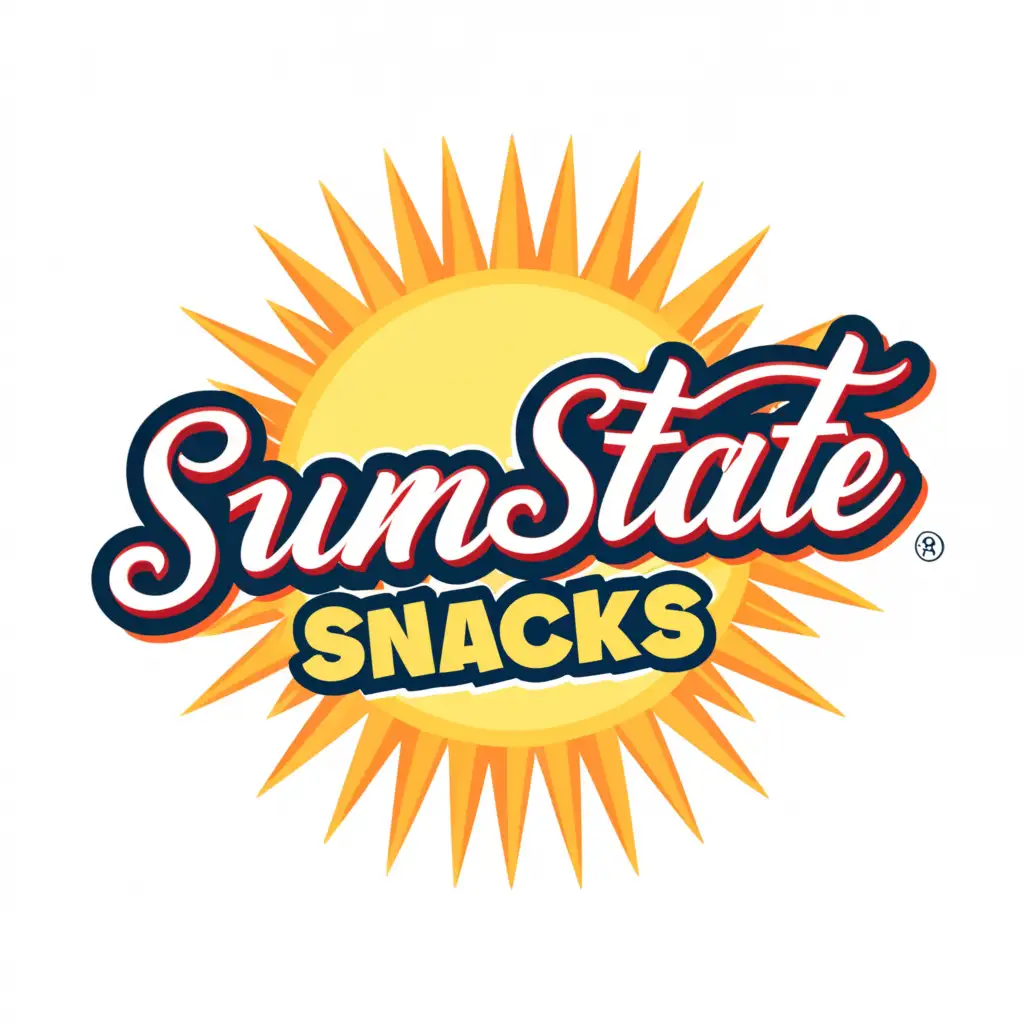 a logo design,with the text "SunState Snacks", main symbol:funky,complex,clear background