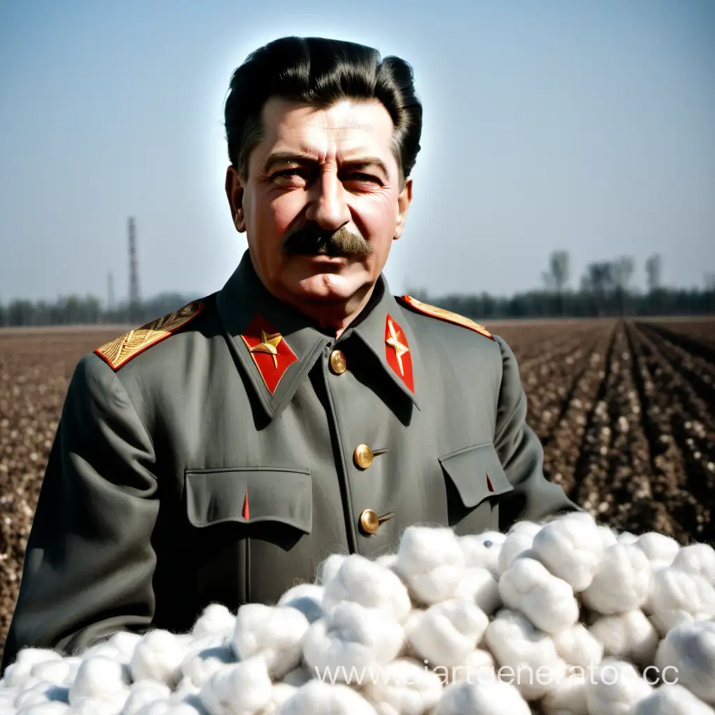Stalin-Cultivating-Cotton-Fields-with-Determination