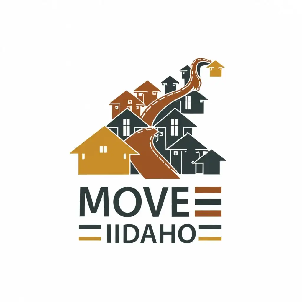logo, trailblazing path, with the text "Move Idaho", typography, be used in Real Estate industry