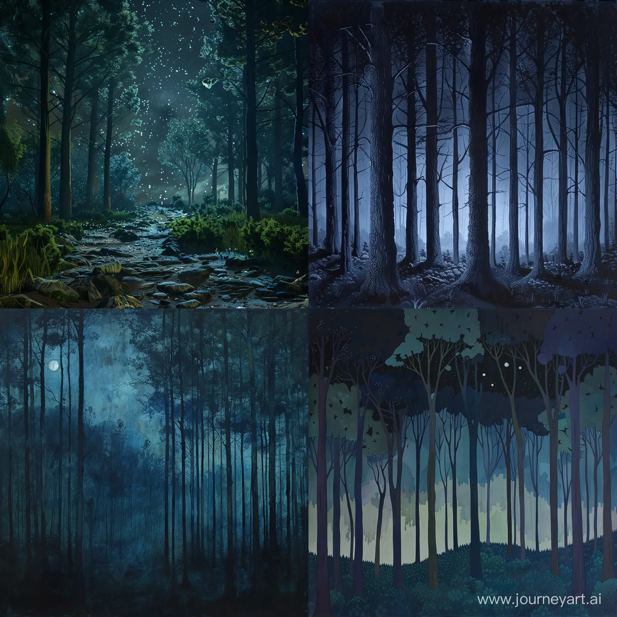 Enchanting-Night-Forest-Scene-with-Vibrant-Colors-AI-Generated-Image