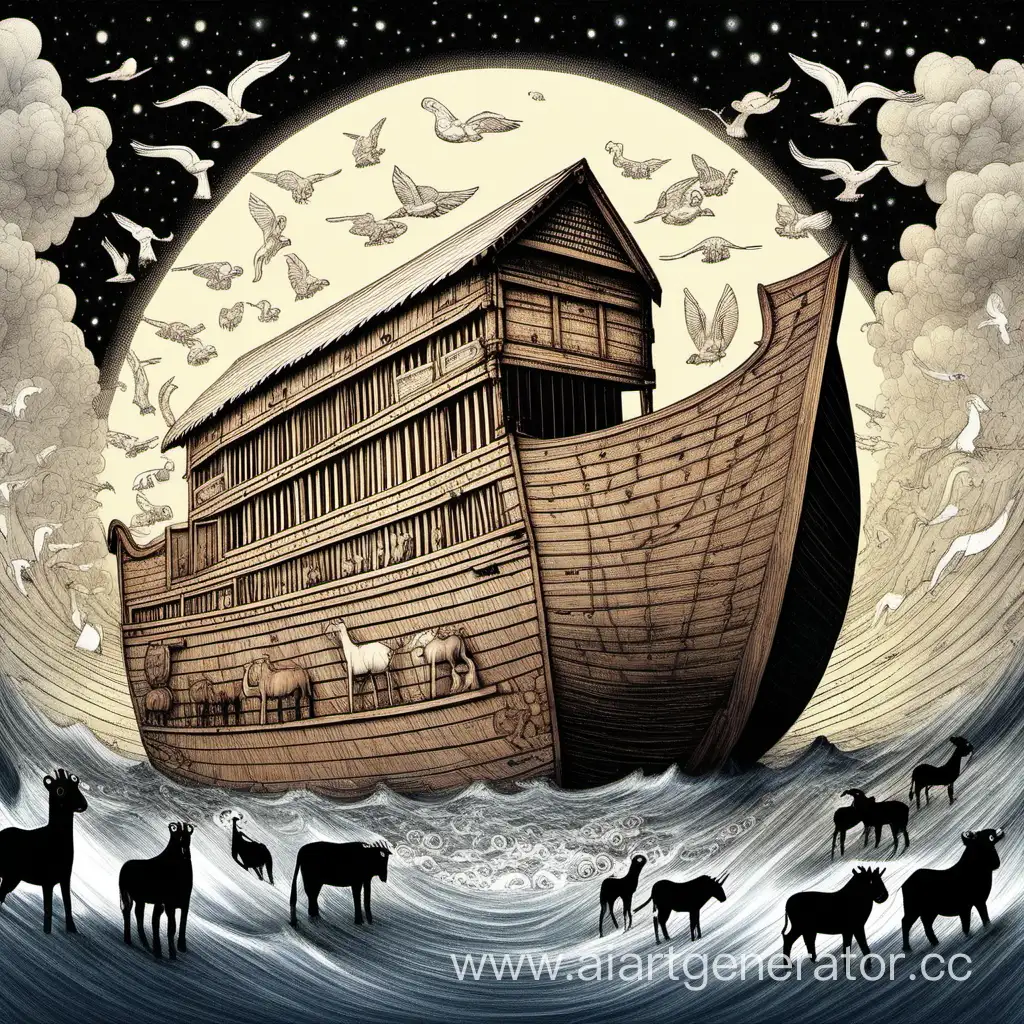 Noahs-Ark-Majestic-Ark-Floating-on-Calm-Waters