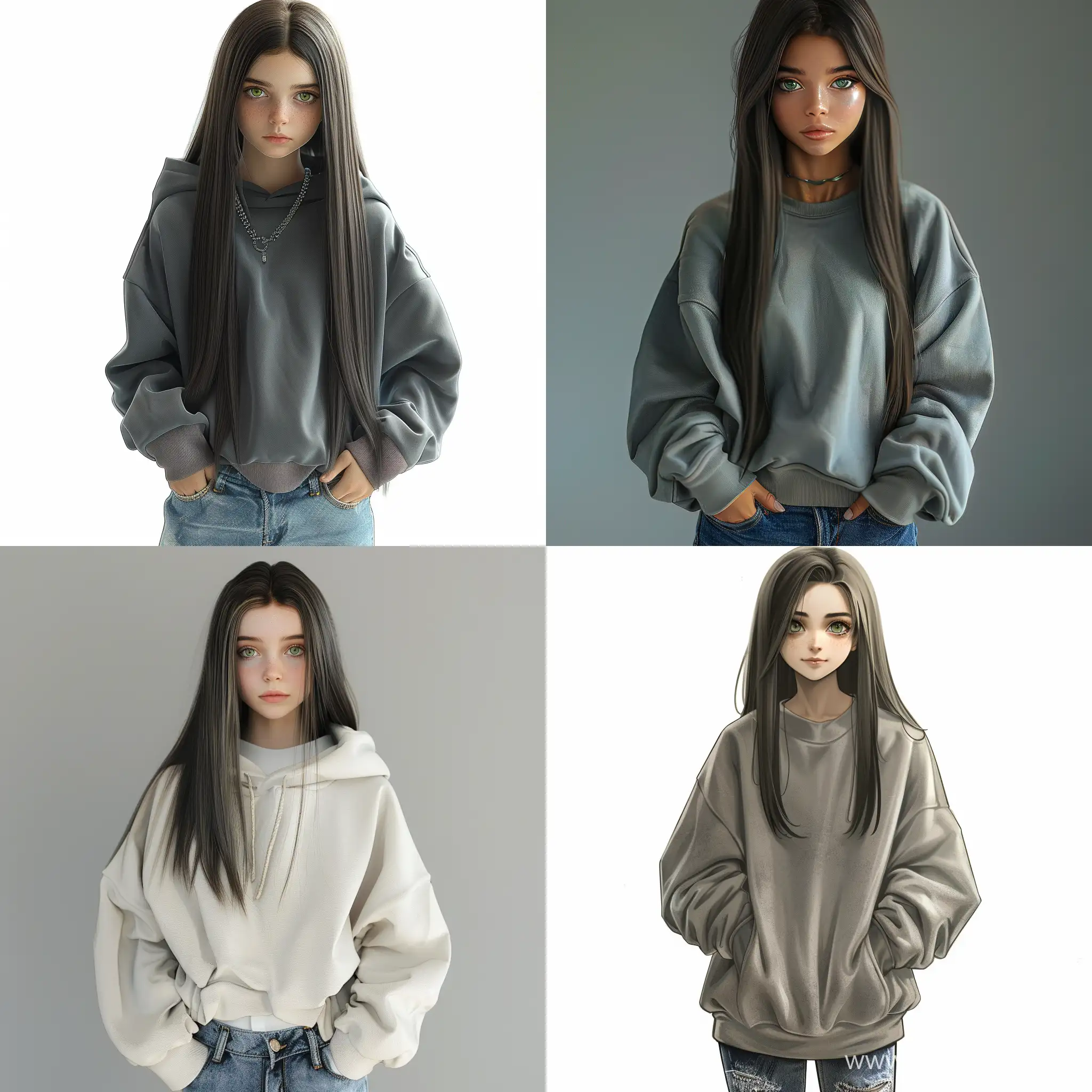 Stylish-Teenage-Girl-in-Oversized-Sweatshirt-and-Jeans