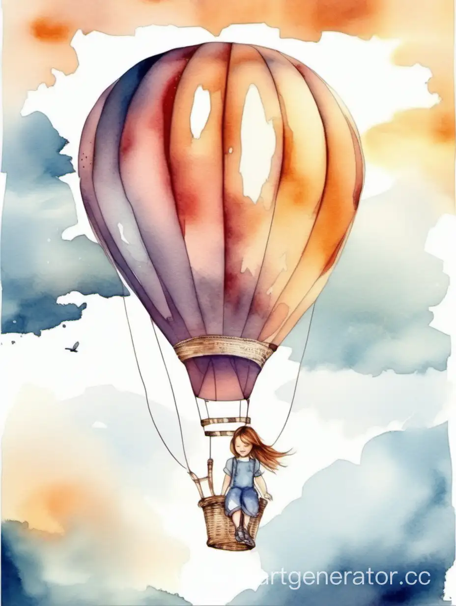 Girl-Flying-on-Air-Balloon-in-Soft-Watercolor-Sky-Scene