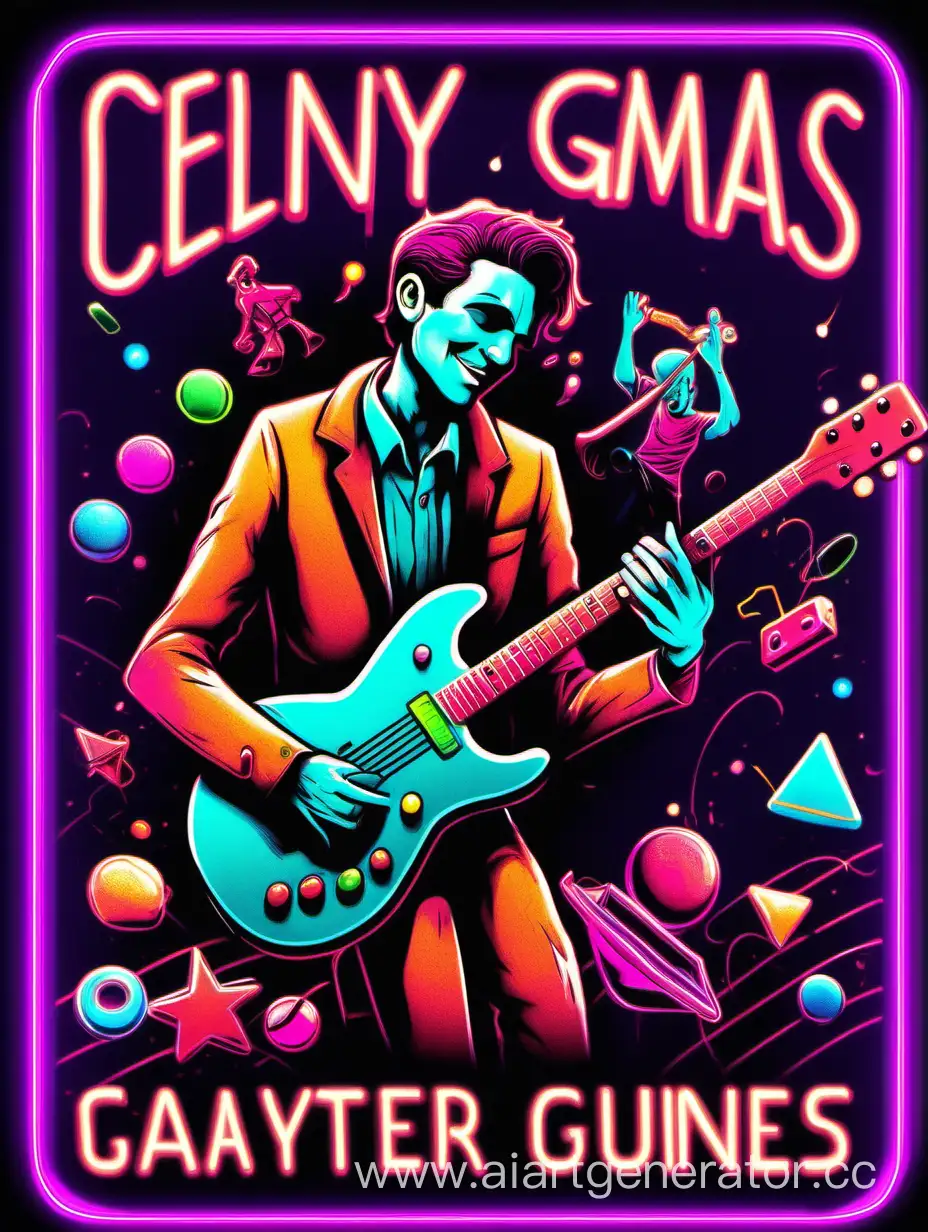 Neon-Style-Board-Games-and-Guitar-Songs-Event-Poster
