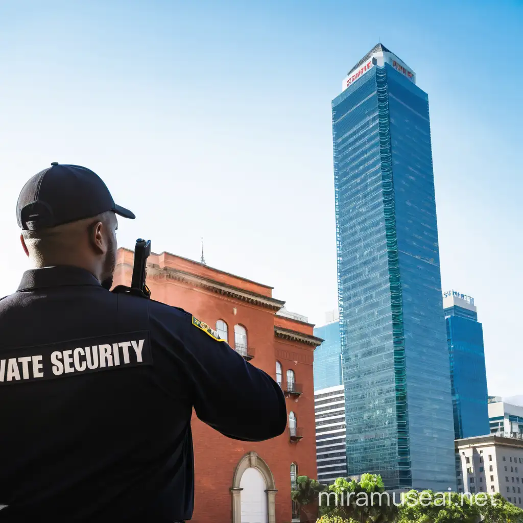 Private Security Guards Standing Amid Urban Buildings
