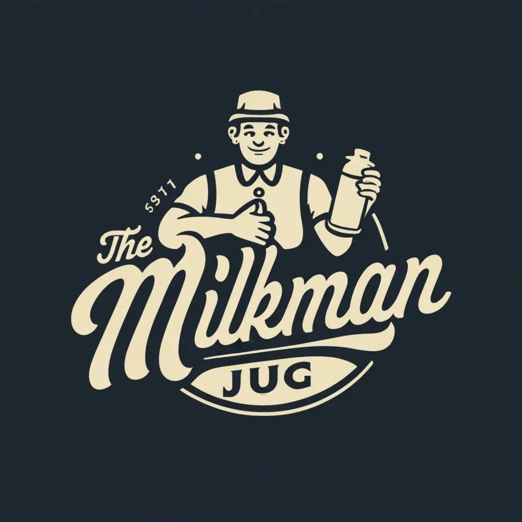 logo, Milkman, with the text "The Milkman Jug", typography