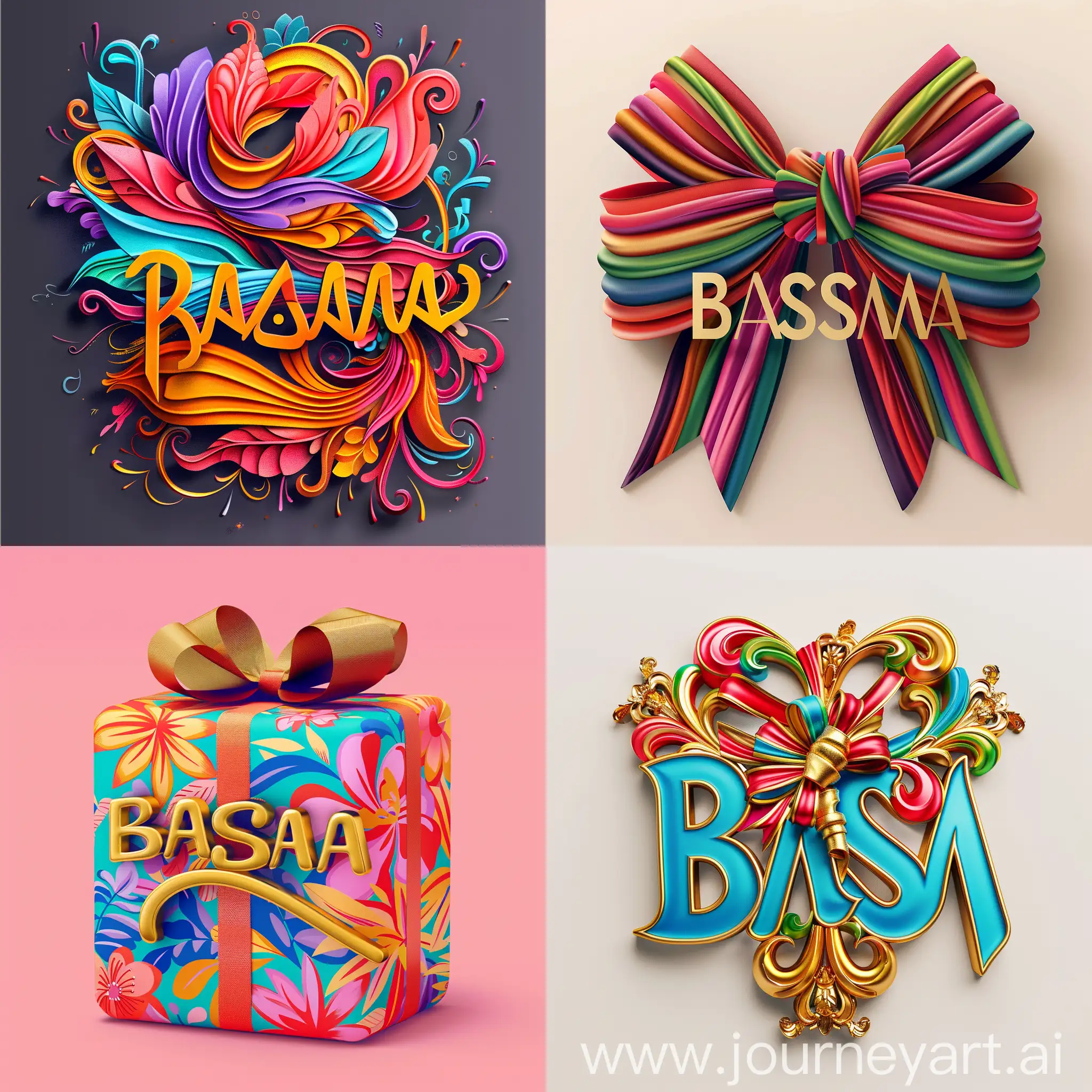 اريد تصميم لاسم BASMA تصميم خرافي مع الوان جميلة وملفاة