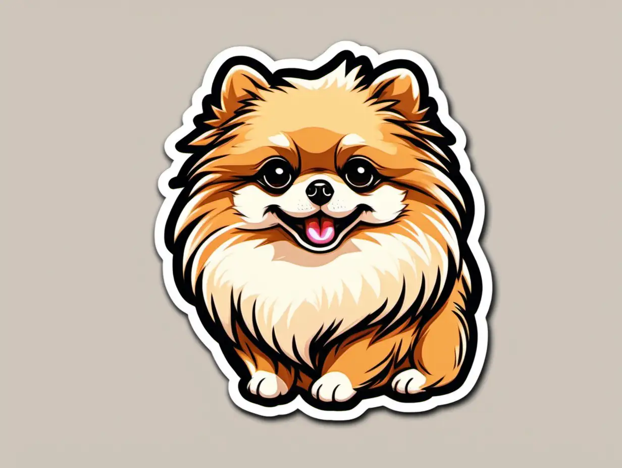 Adorable Pomeranian Dog Sticker Charming Pomeranian Puppy Illustration