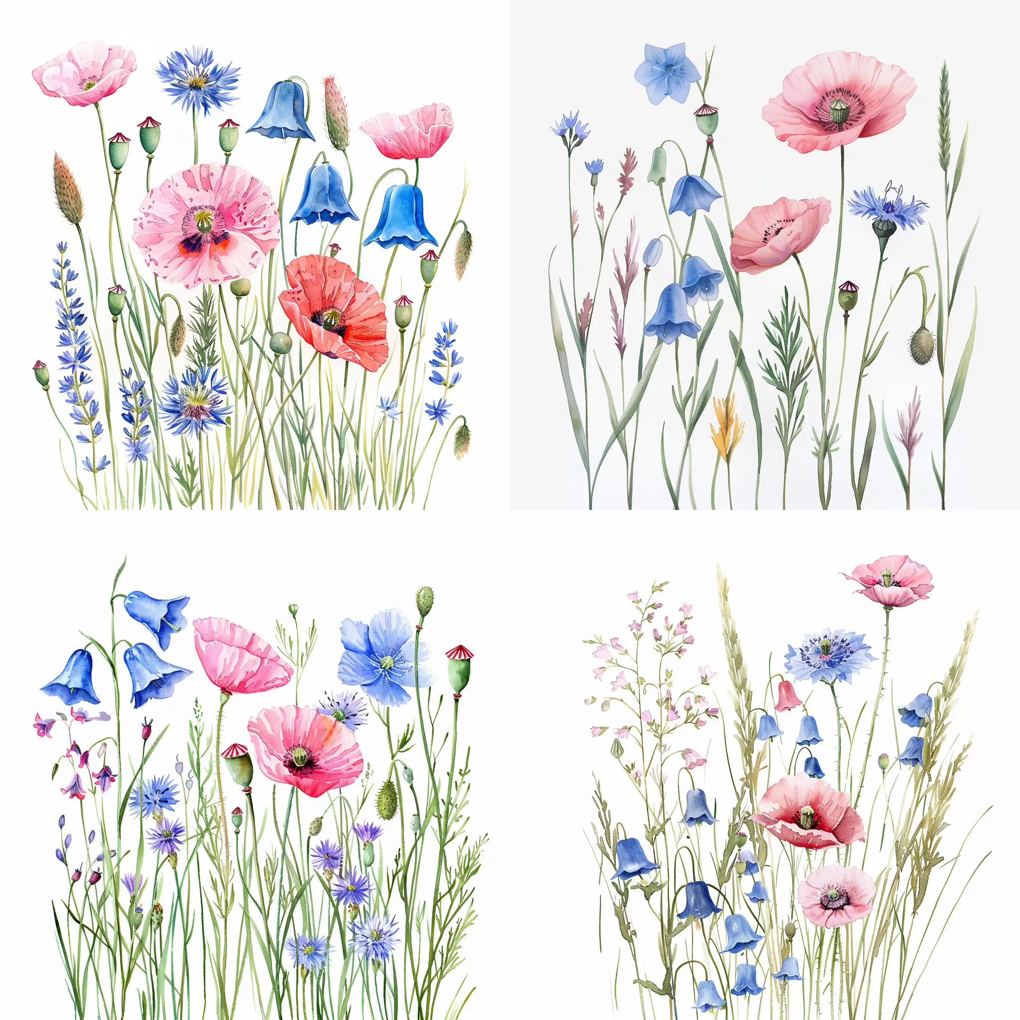 Handpainted-Watercolor-Wildflower-Bouquet-on-White-Background