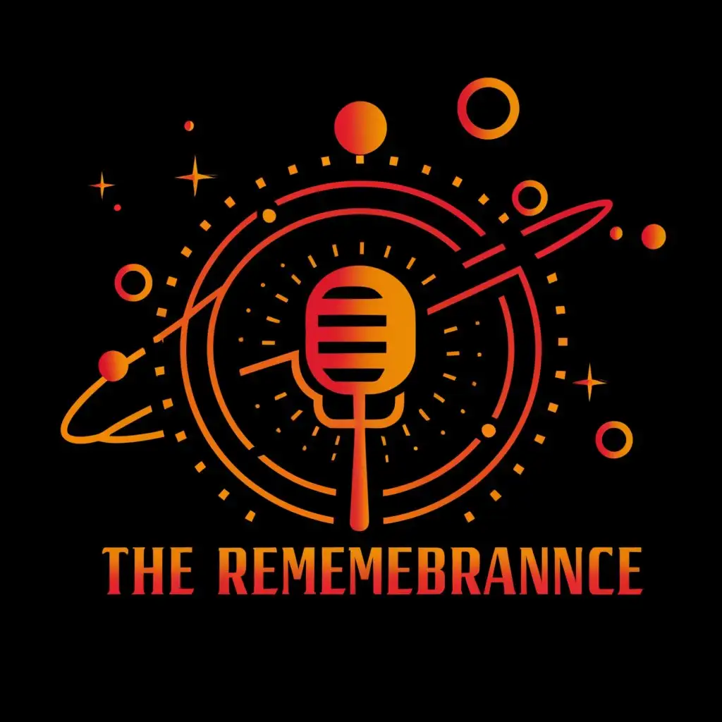 a logo design,with the text "The Remembrance", main symbol:microphone, solar system, red and black,Minimalistic,be used in Entertainment industry,clear background