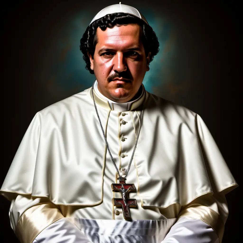 Realistic Portrait of Pablo Escobar with Hidden Image of the Pope