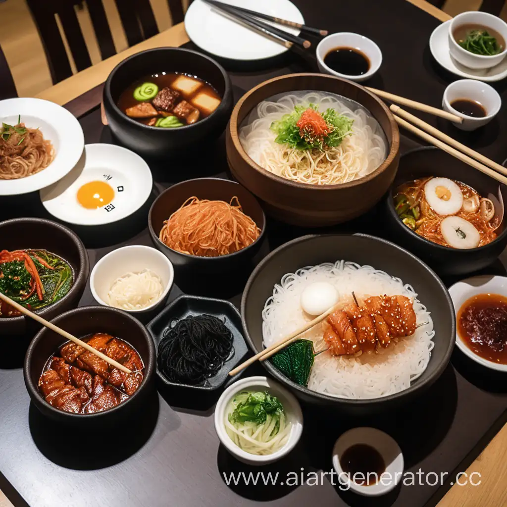 корейская еда,еда,яарнский интерер