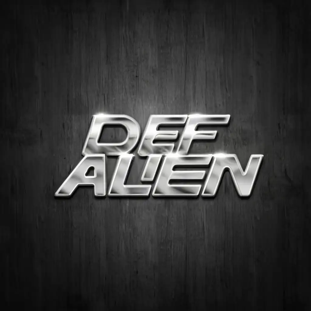 a logo design,with the text "DEF ALIEN", main symbol:metal letters,Minimalistic,clear background