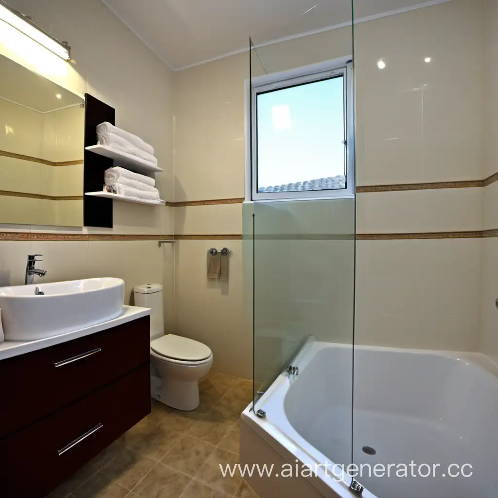 Comfortable bathroom with bath and shower of high quality