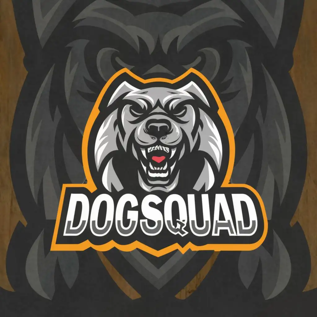 a logo design,with the text "DogSquad", main symbol:fierce dog,Moderate,clear background