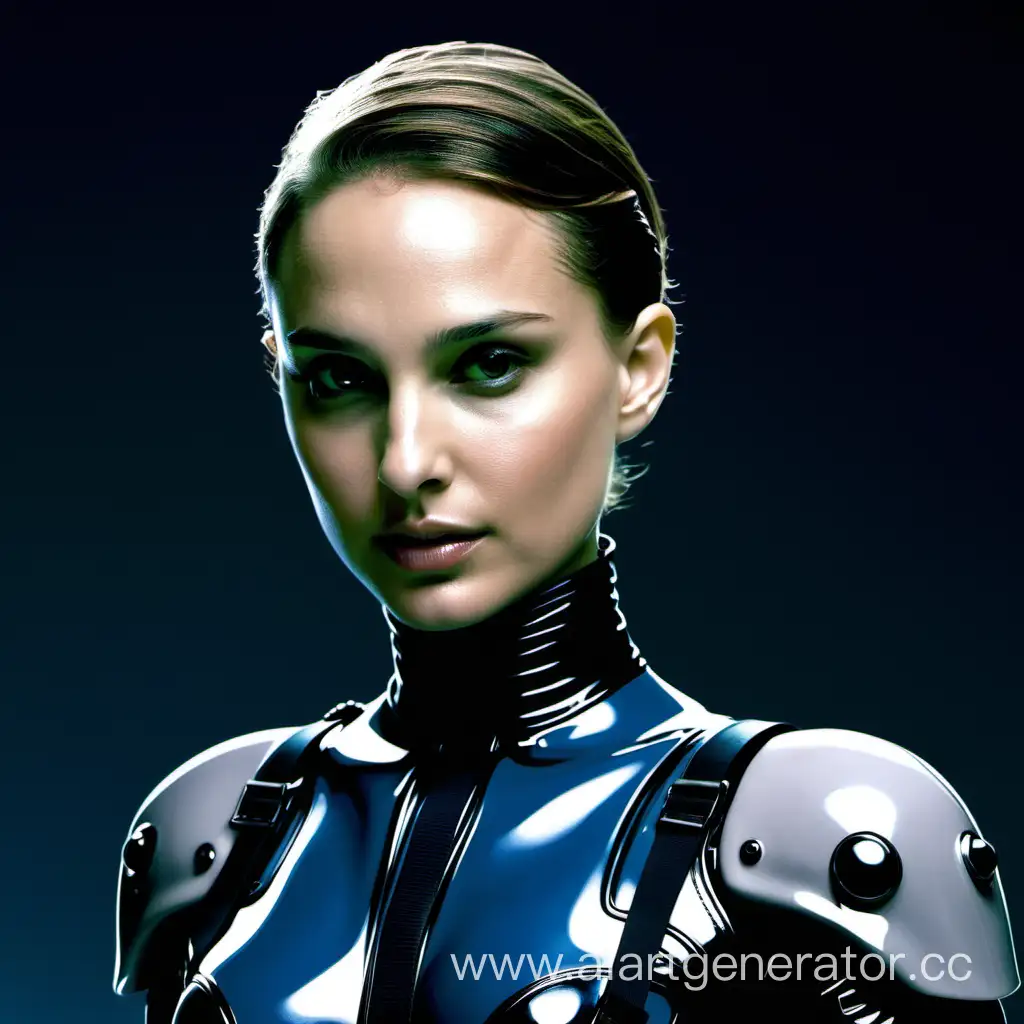 natalie portman wearing a futuristic alien latex soldier uniform