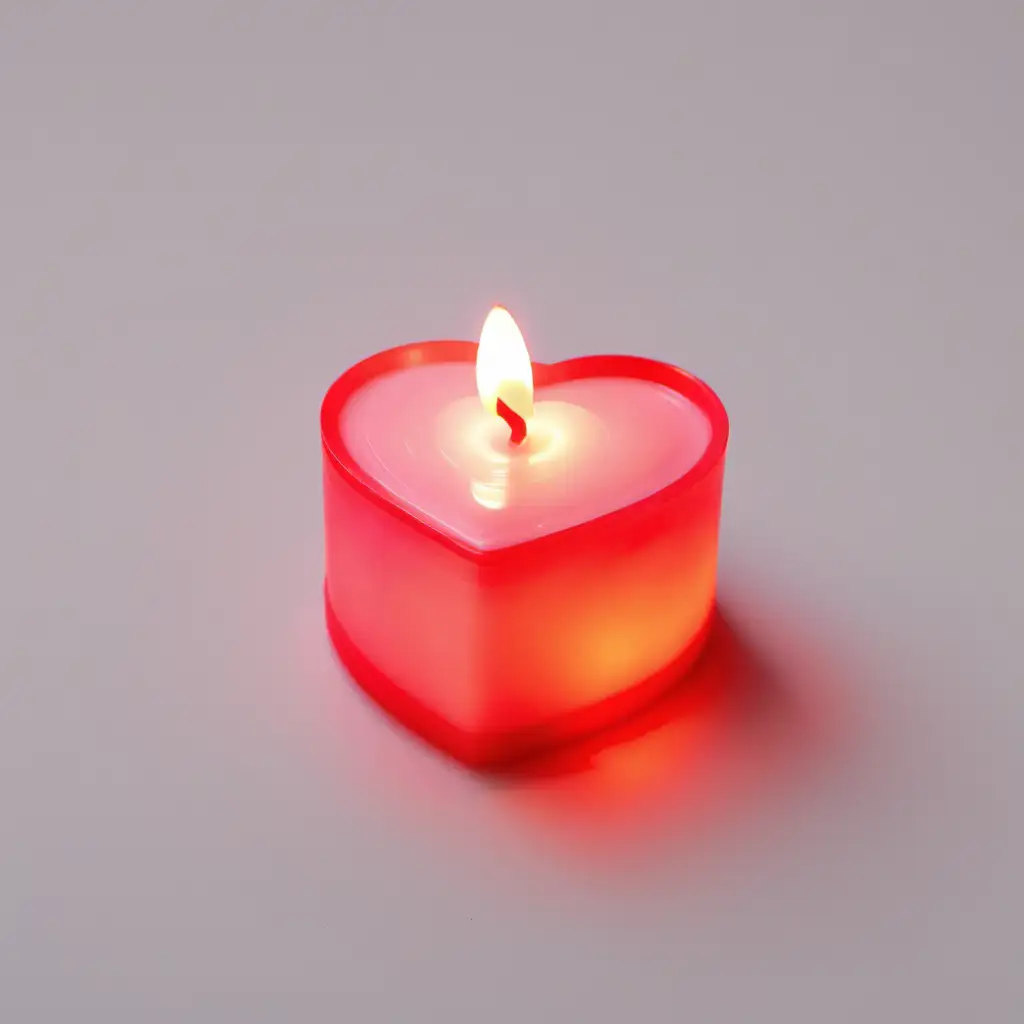 Romantic Valentines Day HeartShaped LED Candles on White Background